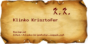 Klinko Krisztofer névjegykártya
