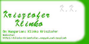 krisztofer klinko business card